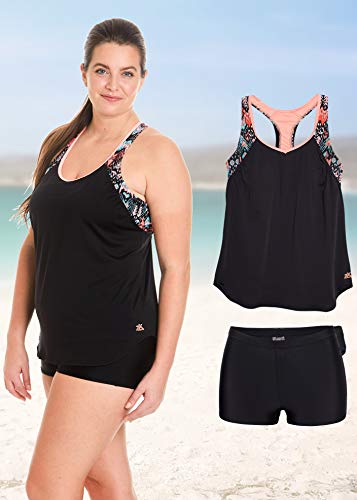 ZeroXposur Womens Tankini Swimsuits Racerback Top Full Coverage Action Shorts Set (Jellyfish, 0X) - Thumbnail 2