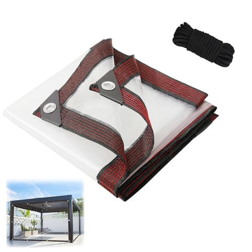 8x10 ft Clear Waterproof Tarp with Grommets,...