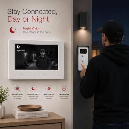 Image of Hawkvision 7 Inch LCD 1080P Wired Video Doorbell with IR Night Vision