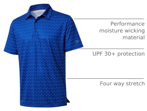 Image of Golf Shirts for Men Dry Fit Short Sleeve Print Performance Moisture Wicking Polo Shirt