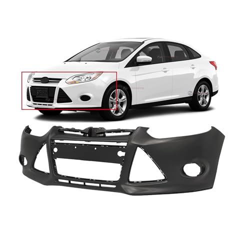 Image of FitParts Compatible with Ford Focus 2012-2014 Front Bumper Cover | Without Tow Hook Hole, Without Sensor & Tow Hook Holes, OEM BM5Z17D957CAPTM, FO1000664