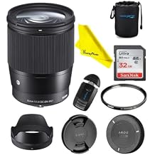 Sigma 16mm f/1.4 DC DN Contemporary Lens for Sony E with Buzz Photo Basic Bundle