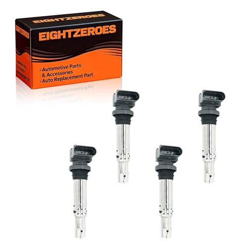 Image of Set of 4 Ignition Coil Pack without Spark Plug Compatible With Audi A1 A2 A3 Volkswagen Beetle Bora EOS Golf IV V VI Jetta III IV Polo Scirocco 1.2 1.4 1.6 TFSI 1998-2018 Replaces OEM 036905100A