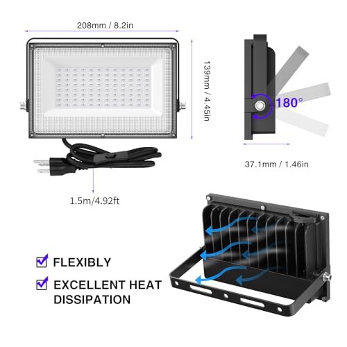 Image of Onforu 60W LED Black Light, Blacklight for Glow Party with Plug, 2 Pack