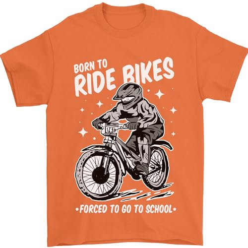 T-Shirt da uomo Born to Ride Motocross Motox Dirt Bike 100% cotone, Arancione, M