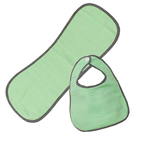 Muslin burp cloth et bavoirs bébé-Loi-211, lot multicolore vert 20x12x3