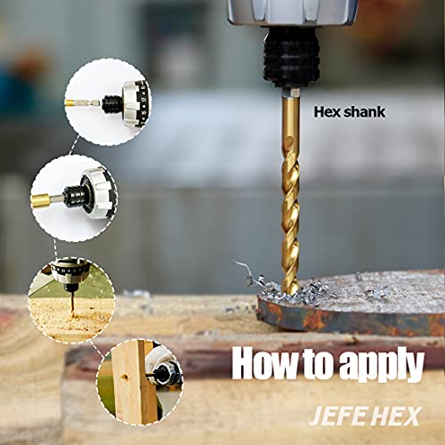 Jefe Hex 1/8" (Pack Of 3, 8 Packs, Total 24 Pcs) Hex Shank Hss Titanium Twist Drill Bit Set, 135 Degrees Split Point For Anti-Walking Drill Bits #TOP3