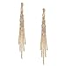 Gold Crystal Rhinestone Long 5 Strands Dangle Earrings