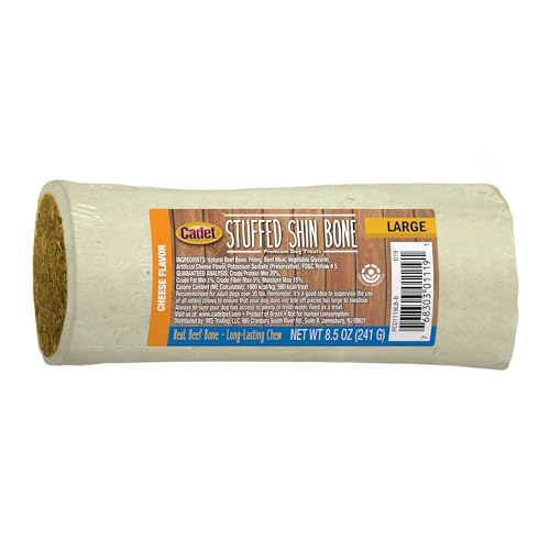 Cadet Stuffed Shin Bone – Highly Digestible, High Protein, Long-Lasting Dog Chew Bone for Aggressive Chewers, Supports Dental Health, – Cheese Flavor, Large (1 Count) Cadet Stuffed Shin Bone – Highly Digestible, High Protein, Long-Lasting Dog Chew Bone for Aggressive Chewers, Supports Dental Health, – Cheese Flavor, Large (1 Count)