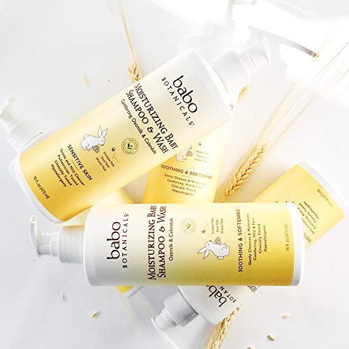Babo Botanicals Moisturizing Plant-Based 2-In-1 Shampoo & Wash - With Organic Calendula & Oat Milk - For Babies, Kids & Adults With Sensitive Or Dry Skin & Scalp - Hypoallergenic - 16 Fl. Oz. - 2-Pack #TOP6
