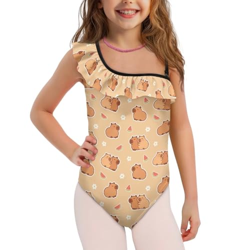 Image of Girls Swimsuit One Piece Ruffle Swimsuit Non-Slip Straps UPF 50+ for Girls Size 3-14 Years