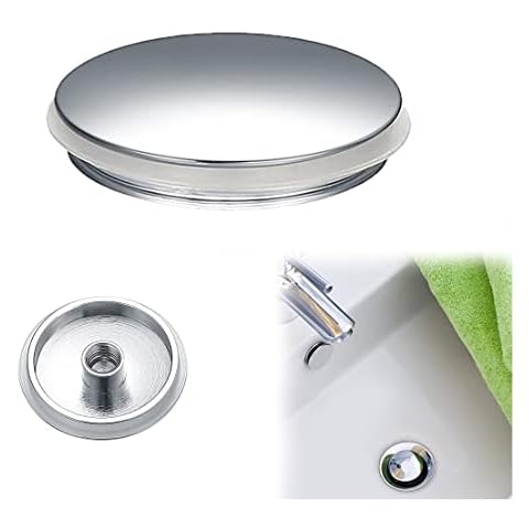 Sink Plug 38mm Bath Vanity Drain Plug, Bathroom Sink Drain Plug, Brass Faucet Hole Cover Pop Up Click Plug, Brass Polished Chrome Pop Up Click Track Plug for Tub Sink Kitchen Cover