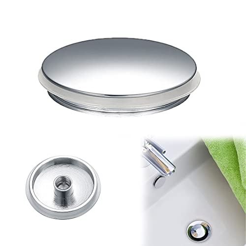 Sink Plug 38mm Bath Vanity Drain Plug, Bathroom Sink Drain Plug, Brass Faucet Hole Cover Pop Up Click Plug, Brass Polished Chrome Pop Up Click Track Plug for Tub Sink Kitchen