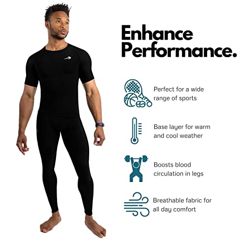 Compressionz Men's Compression Pants Base Layer Running Tights Mens Leggings For Sports (Black, L) #TOP2
