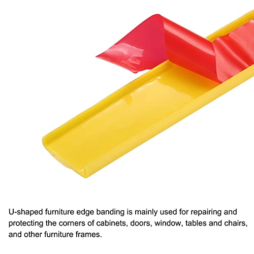 Image of uxcell U Shape Furniture Edge Banding, 2M Self Adhesive Flexible Edging Trim, 5x12mm TPE Edge Guards for Cabinets Furniture Repair Restoration, Yellow