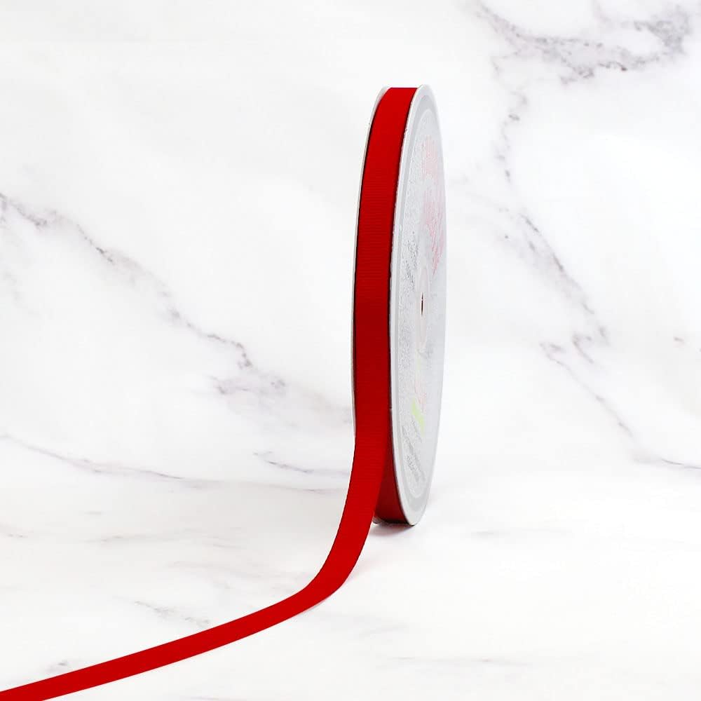 Creative Ideas Solid 3/8-Inch Grosgrain Ribbon, 50-Yard, Red