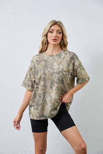 MISSACTIVER Women Camo T Shirts for Men Graphic Short Sleeve Oversized Tops Unisex Summer Maple Leaf Print Tshirts4