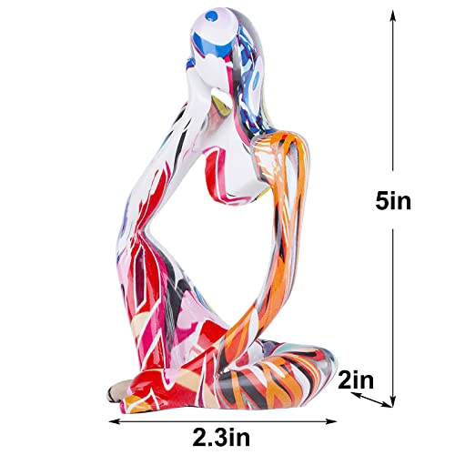 Graffiti Abstract Thinker Statue Colorful Mini The Thinker Statues And Sculptures Minimalist Thinker Figurine Ornaments, Home Office Bookshelf Coffee Table Tabletop Living Room Decor Figurine (Left) #TOP1