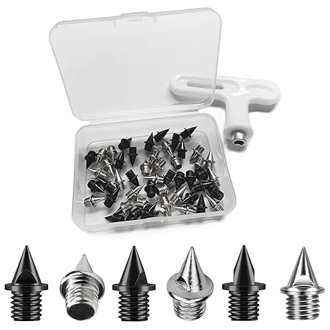 98PCS Black and 48pcs Silver Alloy Steel Track Shoes Spikes Replacement, with Spike Wrench, Stainless Steel Replacement Track Spikes for Sprint Sports Short Running Shoes Cover