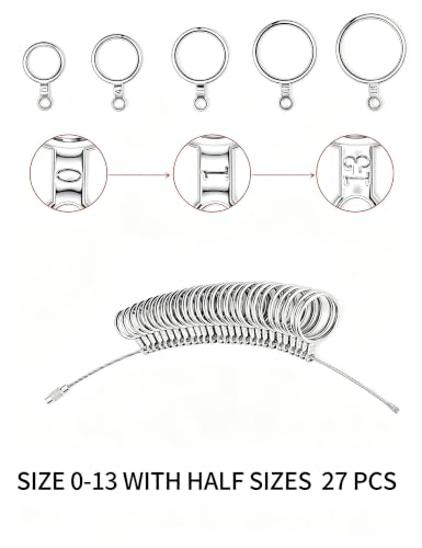 Image of Bflaae 2 PCS Ring Sizer Measuring Tool Kit with US Ring Mandrel, 27 PCS Stainless Steel Ring Gauges for Ring Repair and Measurement, Pro 2 PCS