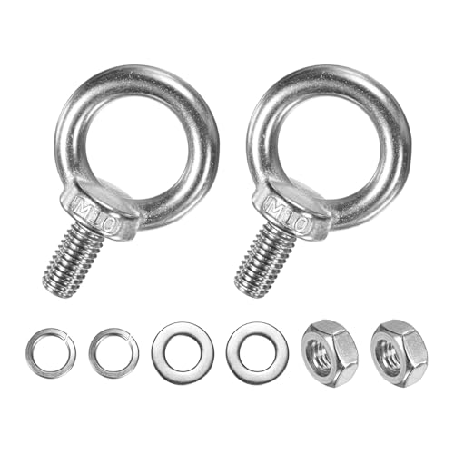 M METERXITY 2-Sets Stainless Eyebolt M10x18mm Shoulder Lifting Eye Bolt with Nuts Washers Male Screw Thread Ring Shoulder Eye Bolts Length 0.71 Inch for Suspending/Fastening