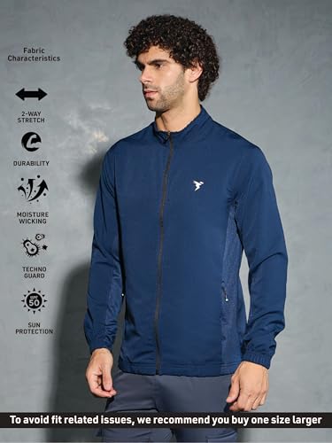Image of TECHNOSPORT Men's Polyester Regular Lightweight Woven High Neck Sporty Jacket (PM-86)