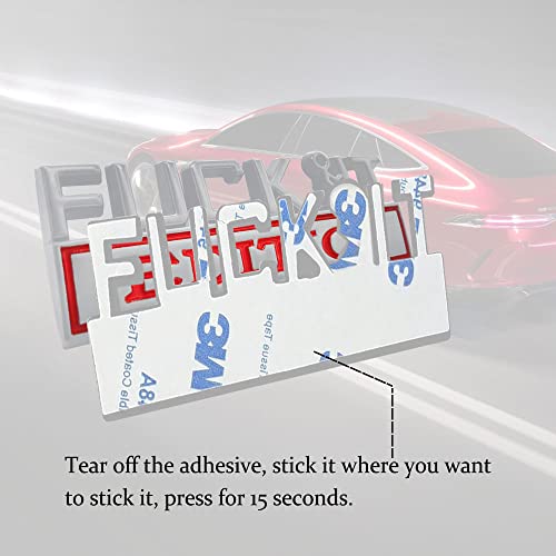 Image of Fuck IT Edition Emblem, Car Exterior Emblems Badge 3D Sticker Decal, Fuck-IT Edition Emblem 3D Fender Badge Decal, 3D Fender Badge Decal Car Truck Replacement, Fit for All Cars (Sliver Red)