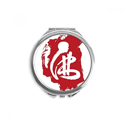 Miroir rond bouddhiste rouge design artistique élégant de poche portable