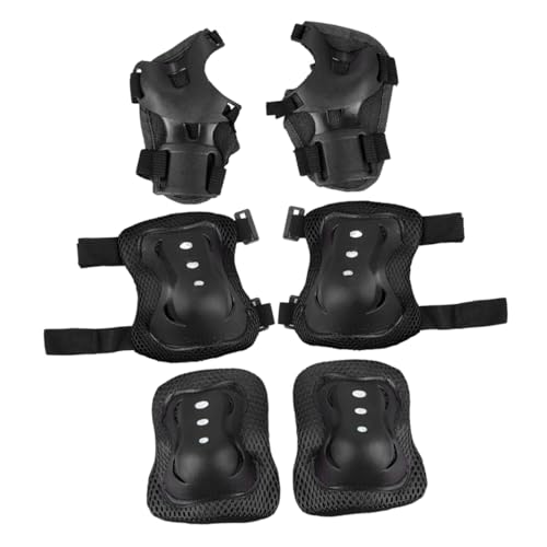 HOLIDYOYO 6Pcs Sports Protective Gear for Elbow and Knee Pads for Cycling Skateboarding Roller Skating Comfortable Durable All Black Design for Outdoor Activities