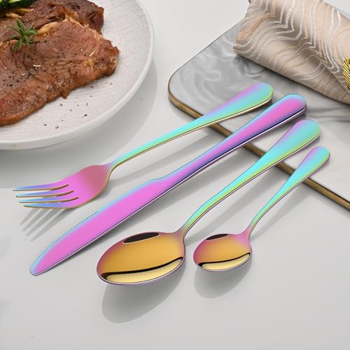 image for KRATELOUS 6.7 Inch Forks Set of 12, Colorful Rainbow Stainless Steel S
