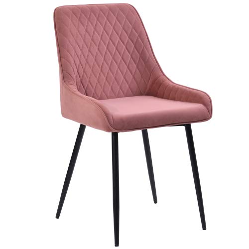 Silla de dormitorio con terciopelo gris y respaldo y patas de acero 1 (1 pieza/terciopelo rosa)