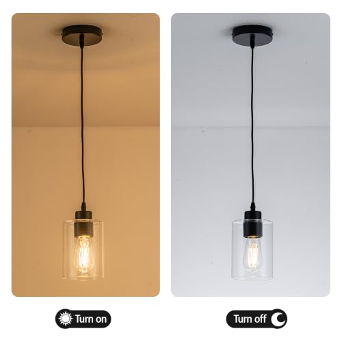 Image of MAYNA 2 Pack Black Pendant Lights Kitchen Island,Glass Pendant Lighting