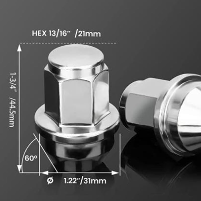 Image of 24PCS M14x1.5 One-Piece Lug Nuts Chrome Large OEM Factory Style Lugnuts Stock Wheels Compatible with F-150 Expedition Lincoln MKX Anti-Rusting Hex