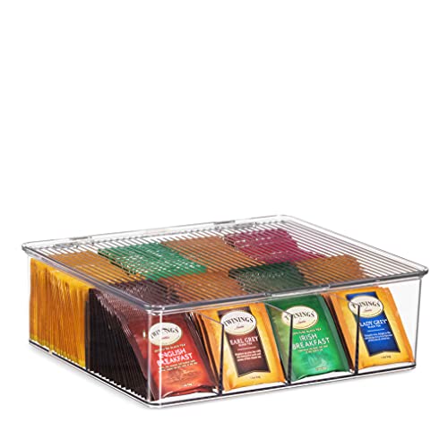2 Pack Large Stackable Plastic Tea Bag Organizer - Storage Bin Box For Kitchen Cabinets, Countertops, Pantry - Holds Beverage Bags, Cups, Pods, Packets, Condiment Accessories Holder #TOP4