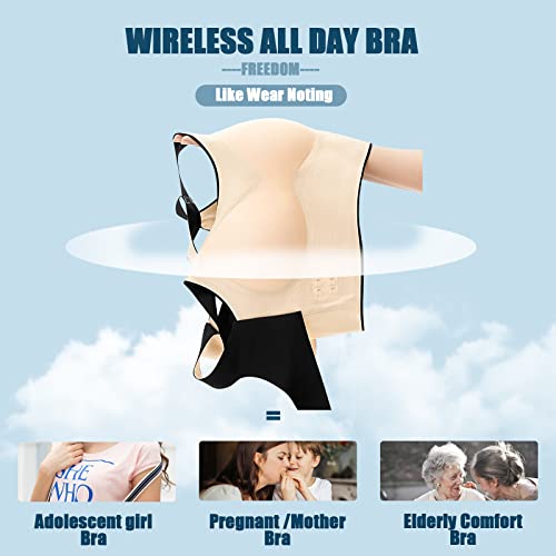 Asimoon Women Wireless Bras Support Push Up Sport Bra Low Impact Lift Up Pad Bra Seamless 2 Pcs Built In Bra No Underwire Sleep Bra thumb #4