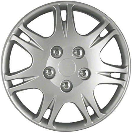 Fuel Rider 15 inch Silver ABS Hubcap Wheel Covers Compatible with 1999-2003 Mitsubishi Galant (Set of 4) Wheelcovers for 15 inch Standard Steel Wheels- Auto Tire Cover Replacement Exterior Cap Cover