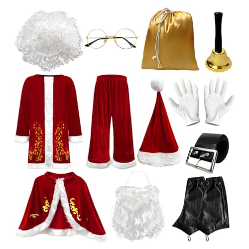 Tenue de Père Noël unisexe ensemble complet de fête hivernale et spectacle de Noël