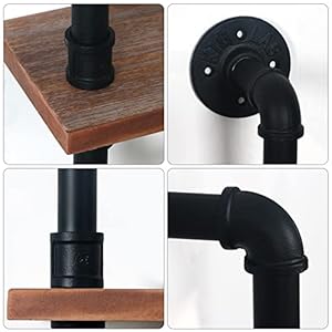 HouseAid Industrial Pipe Shelf with Towel Bar 15 34 Inch Farmhouse Iron Pipe Shelving Rustic Vintage Style Floating Shelves for Bathroom Wall Mounted Matte Black