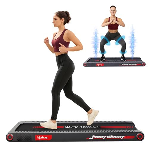 Image of Lifelong Walking Pad Treadmill for Home| 4 HP Peak Motorised Treadmill with Vibration Plate|3-in-1 Function with Walking,Jogging & 4 Vibration Massage Modes| LED Display|Supports 120kg (Red and Black)