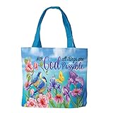 With God Religious Canvas Tote Bag Inspirational 14.5' x 15' Briarwood Lane