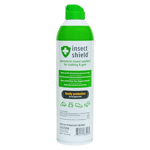 Insect Shield Premium Permethrin Spray - Tick, Flea, Fly, Mosquito, Chigger, Spider & Bed Bug Repellent for Clothing, Gear, Furniture, & Tents, Lasts up to 60 Days, Clear, 18 Oz Aerosol