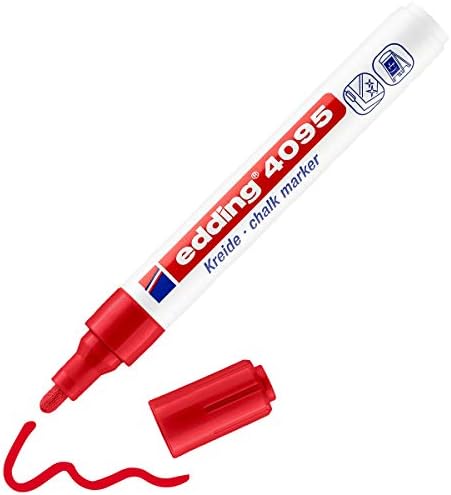 edding 4095 chalk marker - white - 1 chalk pen - round nib 2-3 mm - medium-nib wet wipe pen for chalkboards, windows, glass, mirrors - liquid chalk marker pen for opaque coverage