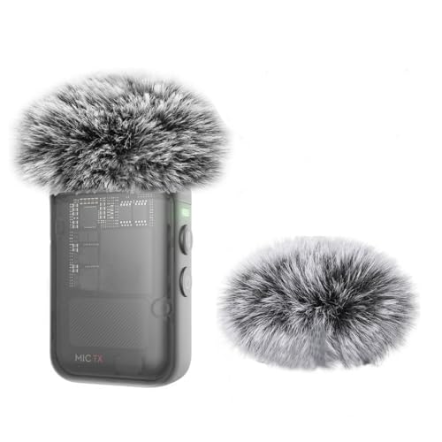 Windscreen for DJI Mic 2 Transmitter Cover/Osmo Pocket 3 Lavalier Microphone Accessories 2 Pack Furry Wind Muff Screen Pop Filter Noise Reduction Foam - Grey