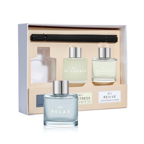 DIUFJAG 3 Pack Fragrance Reed Diffuser, 50ML Patchouli Jasmine Lemongrass Aromatherapy Diffuser Set with 12 Black Fiber Sticks,Air Freshener for Bedroom Bathroom Office