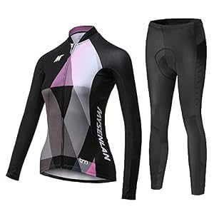 Mysenlan Women’s Cycling Long Sleeve Breathable Jersey Set 3D Padded Long Pants Bike Shirt Bicycle Tights Clothing