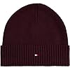 Tommy Hilfiger Herren Strickmütze Flag Cotton Beanie mit Kaschmir, Braun (Deep Burgundy Melange), Einheitsgröße