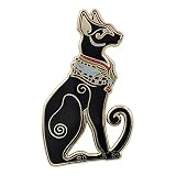 REAL SIC Egyptian Cat Enamel Pin Custom Novelty Cartoon Animal Brooch Ancient Egypt Bastet Black Kitty Lover Friends Lapel Pins Shirt Bag Jacket Funny Badge Jewelry Gift