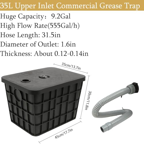 Gxfchyl GYKXF77HWDLML-SHA 35L Upper Inlet Commercial Grease Trap, 7-Stage Filtration 264.12Gal/H Grease Trap, Waste Water Oil-Water Separator For Restaurant,Cafe,Canteen,Kitchen Under Sink thumb #2