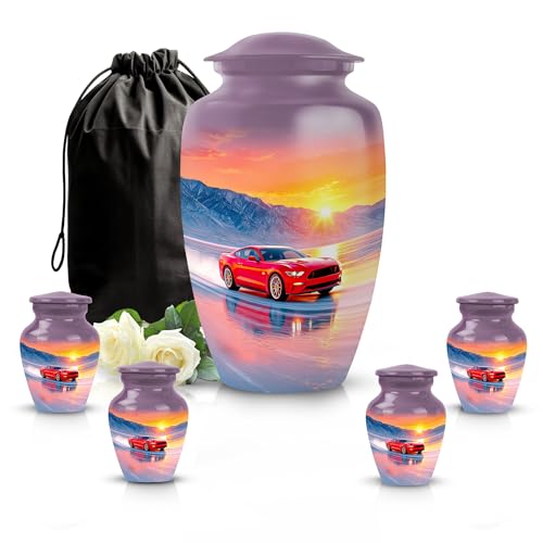 Image of Car Urn - Memorial Keepsakes for Ashes - Combo 3 - Large with 3 Inch Pack of 4 - Small Keepsake Urns - Memorial for Human Remains Mom & Dad - Decorative Urns for Ashes