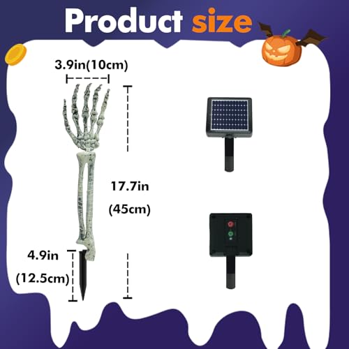 Halloween Decorations Outdoor, 5Pcs Solar Lighted Skeleton Arm Stakes - image 6